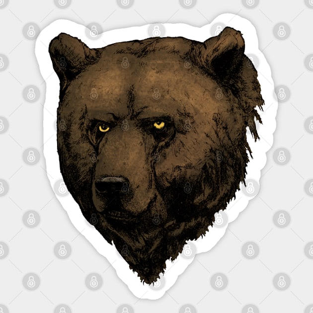 Bear head sketch drawing. Sticker by M.Visuals